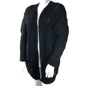 Loyd/Ford Womens Size M Sweater Chunky Knit Black Pure Rayon Sequins Pockets